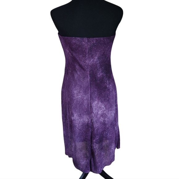 Vintage 90s Galaxy Glitter Bling Strapless Dress Sz 9/10 - Picture 3 of 9